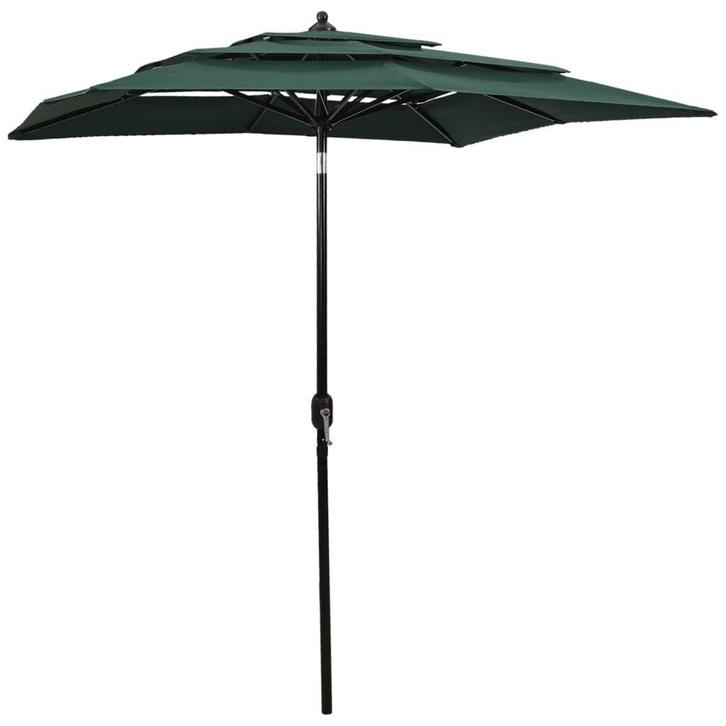 Groene Parasol 2x2m | Tweede Kansje | Terras Deal OP=OP, Tuin en Terras, Parasols, 2 tot 3 meter, Kantelbaar, Nieuw, Stokparasol
