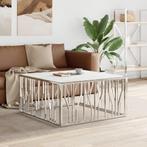 vidaXL Salontafel 100x100x50 cm roestvrij staal en glas, Huis en Inrichting, Verzenden, Nieuw