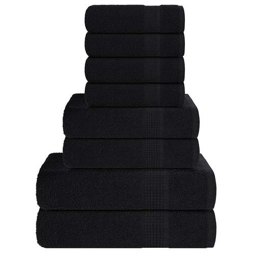vidaXL 8-delige Handdoekenset 360 g/m² 100% katoen zwart, Huis en Inrichting, Badkamer | Badtextiel en Accessoires, Nieuw, Verzenden