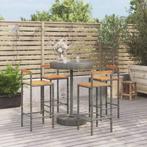 vidaXL 5-delige Tuinbarset poly rattan en massief acaciahout, Tuin en Terras, Verzenden, Nieuw