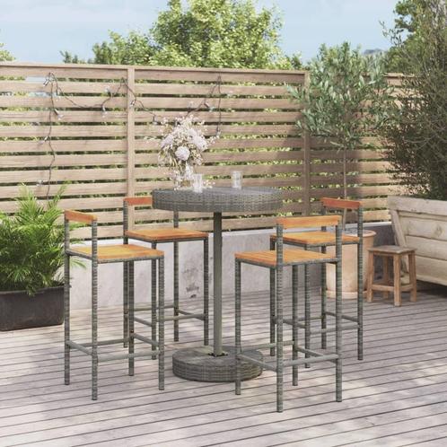 vidaXL 5-delige Tuinbarset poly rattan en massief acaciahout, Tuin en Terras, Tuinsets en Loungesets, Nieuw, Verzenden