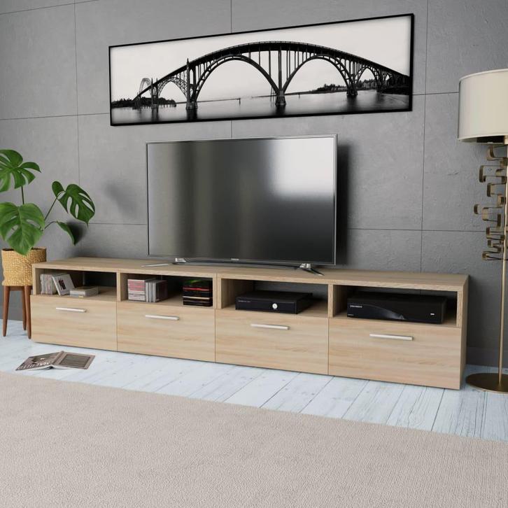 vidaXL Tv-meubels 2 st 95x35x36 cm bewerkt hout eikenkleurig, Huis en Inrichting, Kasten |Televisiemeubels, Nieuw, Verzenden