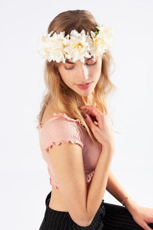 Bloemenkrans Haar Dahlia Wit Bloemen Haarband Bruiloft Fotos, Kleding | Dames, Carnavalskleding en Feestkleding, Nieuw, Ophalen of Verzenden