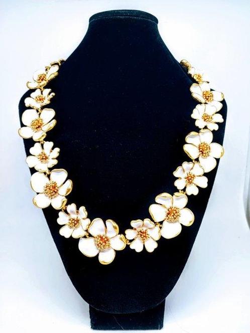 Oscar De La Renta - Verguld - Halsketting - Witte tuin, Antiek en Kunst, Curiosa en Brocante