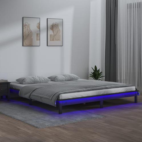 vidaXL Cadre de lit à LED gris 120x190 cm petit double, Huis en Inrichting, Slaapkamer | Bedden, Verzenden