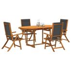 vidaXL 5-delige Tuinset massief acaciahout en textileen, Tuin en Terras, Verzenden, Nieuw, Tuinset