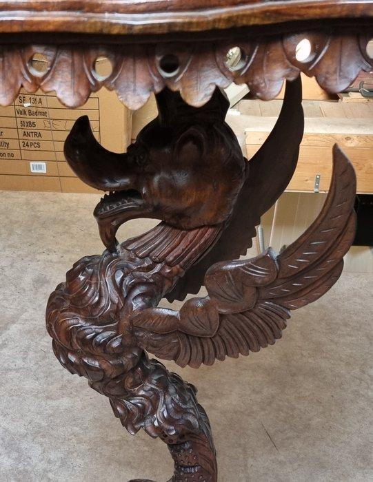 Bijzettafel - Walnoot - Tafel met draak, Antiek en Kunst, Antiek | Overige Antiek