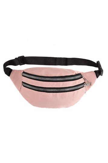 Heuptas Zalmroze 2 Ritsen Fanny Pack Twee Vakken Zwarte Band beschikbaar voor biedingen