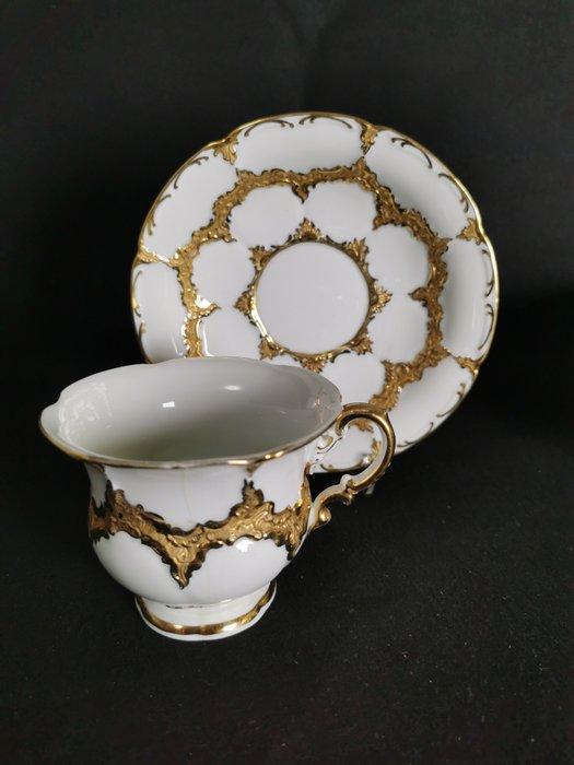 Meissen B Form - Tazza da caffè con piattino - Demitasse Oro, Antiek en Kunst, Antiek | Meubels | Tafels