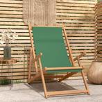 vidaXL Strandstoel inklapbaar massief teakhout groen, Tuin en Terras, Tuinstoelen, Verzenden, Nieuw