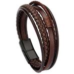 Fako Bijoux® - Armband Heren - Bruin 5 Snoeren - Mannen -, Handtassen en Accessoires, Armbanden, Verzenden, Nieuw