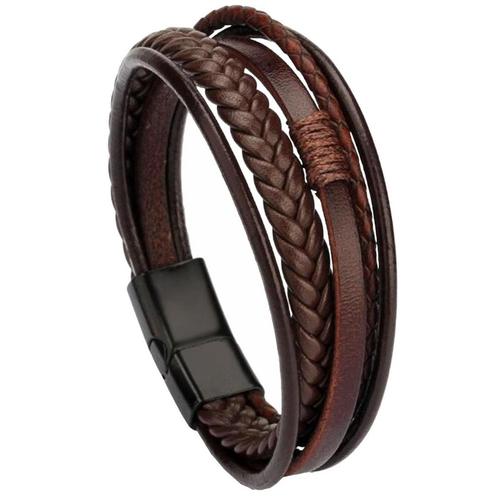 Fako Bijoux® - Armband Heren - Bruin 5 Snoeren - Mannen -, Handtassen en Accessoires, Armbanden, Verzenden
