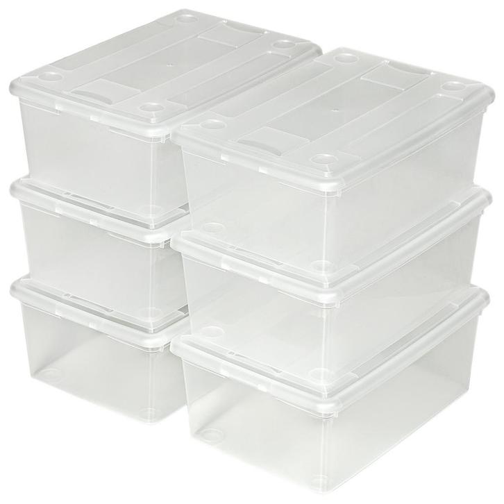 tectake Set van 12 opbergboxen - transparant, Huis en Inrichting, Woonaccessoires | Overige, Verzenden