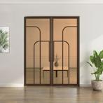 Dubbele stalen taatsdeur Brons 4 Vlaks rond Brons rook glas, Minder dan 80 cm, Overige typen, Nieuw, Metaal