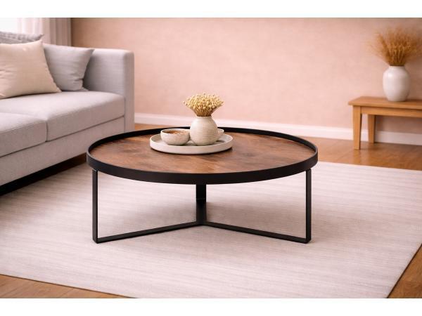 Veiling - Salontafel Hanna natural - Hout - Poot metaal zwar, Huis en Inrichting, Tafels | Salontafels