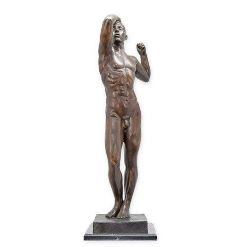 Sculpture, Erotische beeld Adam - 91 cm - Bronze, Marbre, Antiek en Kunst, Curiosa en Brocante