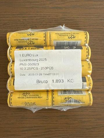 Luxemburg. 1 Euro 2025 (250 coins) in 10 rolls beschikbaar voor biedingen
