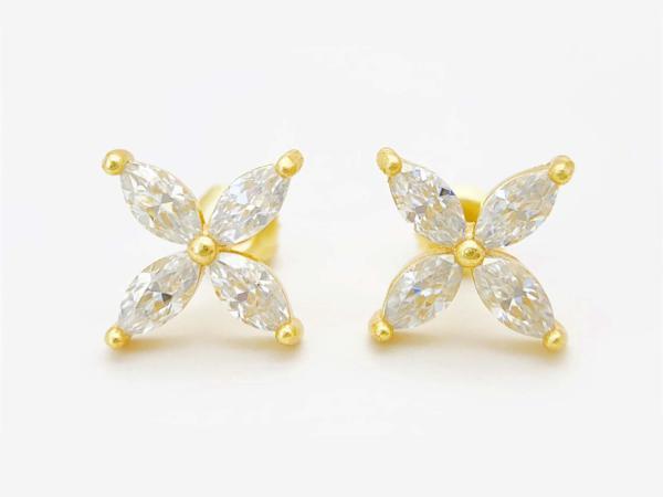 Veiling - Oorknoppen geel marquise, Handtassen en Accessoires, Oorbellen