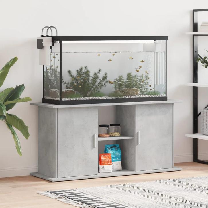 vidaXL Aquariumstandaard Betongrijs 121x41x58 cm Bewerkt, Dieren en Toebehoren, Vissen | Aquaria en Toebehoren, Nieuw, Verzenden