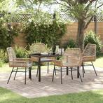 vidaXL Tuin Eettafel Set 5 pcs Bruin poly rattan, Tuin en Terras, Verzenden, Nieuw