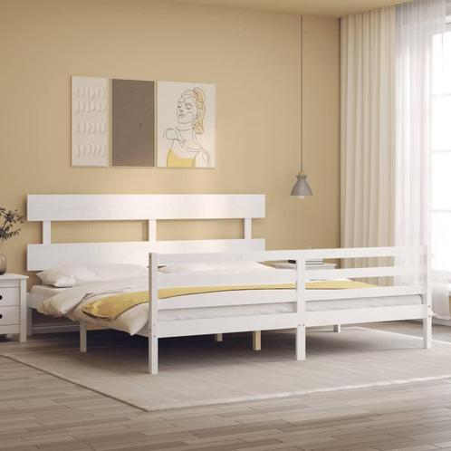 vidaXL Cadre de lit avec tête de lit blanc 200x200 cm, Maison & Meubles, Chambre à coucher | Lits, Neuf, Envoi
