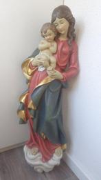 Snijwerk, farbige Madonna , Maria Mutter Gottes mit Jesu, Antiek en Kunst, Curiosa en Brocante