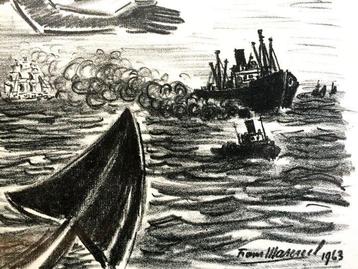 Frans Masereel - Gallionsfigur lithograph - 1963, Antiek en Kunst