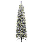 vidaXL Kunstkerstboom met verlichting en sneeuw smal 210 cm, Verzenden, Nieuw
