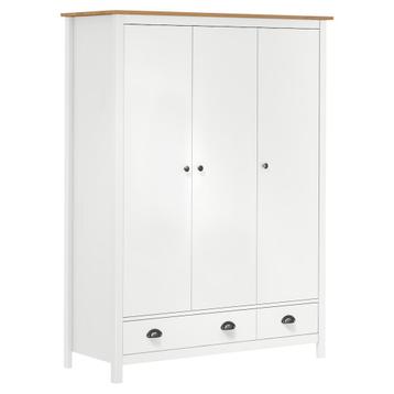 vidaXL Kledingkast Hill 3 deuren 127x50x170 cm massief, Verzenden