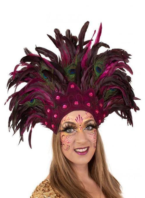 Grote Verentooi Roze Pauwenveren Burlesque Hoofdtooi Carnava, Kleding | Dames, Carnavalskleding en Feestkleding, Nieuw, Ophalen of Verzenden