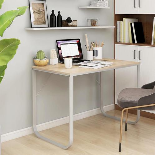 vidaXL Computerbureau 110x60x73 cm spaanplaat wit en, Huis en Inrichting, Bureaus, Nieuw, Verzenden