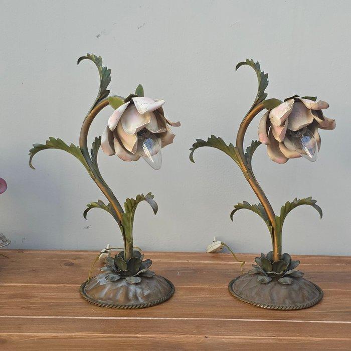 Nachtlampje (2) - bloemsculptuur - Smeedijzer - lampenkap, Antiek en Kunst, Curiosa en Brocante