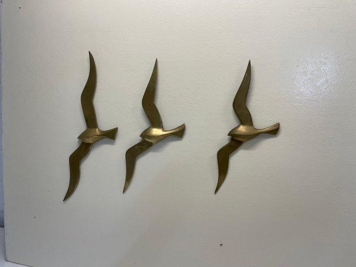 Beeldje - Mid Century Messing Schwalben / Möwen (3) -, Antiek en Kunst, Curiosa en Brocante