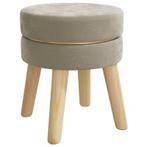 Tm Hocker rond fluweel donkergrijs, Verzenden, Nieuw