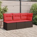 vidaXL Tuinhoekbank met kussens poly rattan bruin, Tuin en Terras, Verzenden, Nieuw