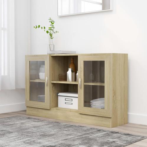 vidaXL Vitrinekast 120x30,5x70 cm bewerkt hout sonoma, Huis en Inrichting, Kasten | Dressoirs, Nieuw, Verzenden