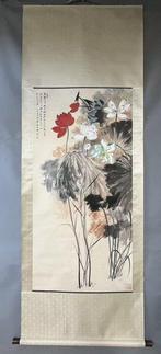 INK AND COLOR ON PAPER PAINTING LOTUS - Attributed to, Antiek en Kunst