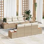 vidaXL Tuinbank Set met kussen met opslag 7 pcs Beige Poly, Verzenden, Nieuw