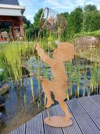 Beeld, garden statue silhouette of boy with butterfly net -