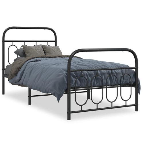 vidaXL Cadre de lit métal sans matelas avec pied de lit, Maison & Meubles, Chambre à coucher | Lits, Neuf, Envoi