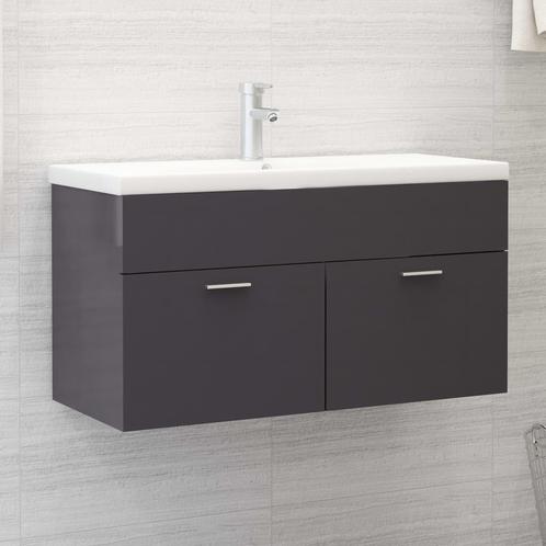 vidaXL Armoire dévier et lavabo intégré Gris brillant, Maison & Meubles, Tables | Coiffeuses, Neuf, Envoi