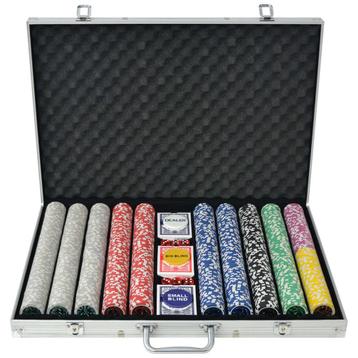 vidaXL Pokerset met 1000 laser chips aluminium, Verzenden