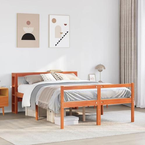 vidaXL Bedframe met hoofdbord massief grenenhout wasbruin, Huis en Inrichting, Slaapkamer | Bedden, Nieuw, Verzenden