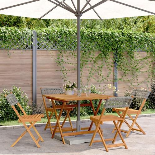 vidaXL 5-delige Tuinset poly rattan en massief hout grijs, Tuin en Terras, Tuinsets en Loungesets, Tuinset, Nieuw, Verzenden