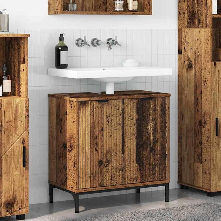 vidaXL Wastafel kabinet voor de badkamer Oud hout 60.5 x, Huis en Inrichting, Tafels | Kaptafels, Nieuw, Verzenden