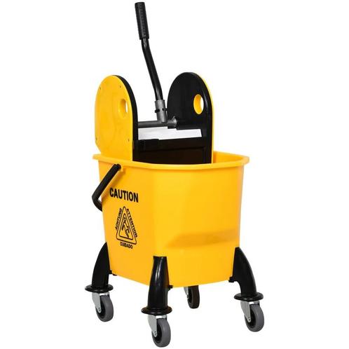 TRUUSK Schoonmaakwagen met Wringinrichting - 26 Liter - Geel, Huis en Inrichting, Schoonmaakartikelen, Verzenden