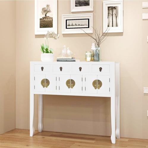 vidaXL Dressoir Chinese stijl massief hout wit, Huis en Inrichting, Kasten | Dressoirs, Nieuw, Verzenden