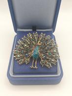 18 carats - Argent, Silver 925, Or jaune - Broche - paon, Antiquités & Art