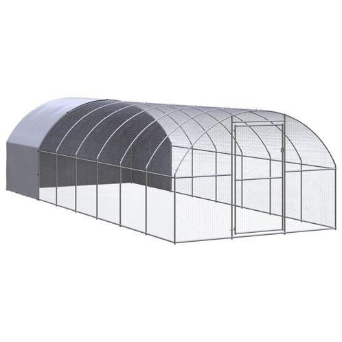 vidaXL Kippenren 3x8x2 m gegalvaniseerd staal, Dieren en Toebehoren, Knaagdieren en Konijnen | Hokken en Kooien, Nieuw, Verzenden