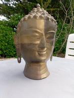 Grande tête de Bouddha en métal (laiton) - sculptuur -, Antiek en Kunst